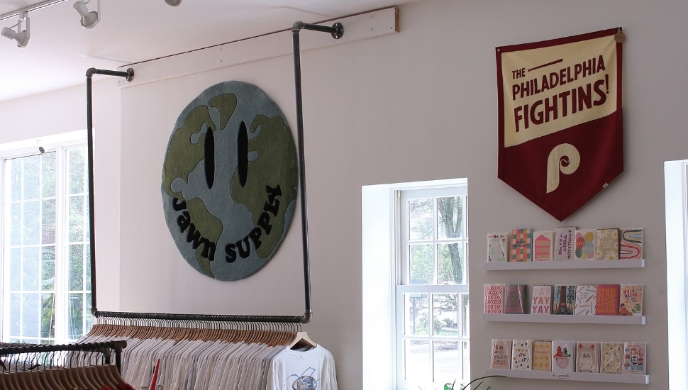 The interior of sportswear shop Jawn Supply in West Chester.