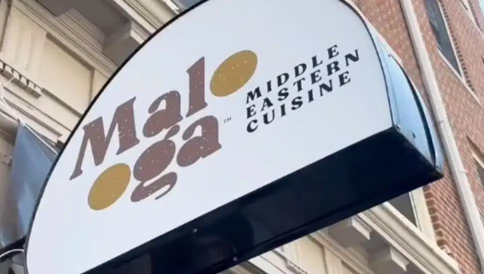 The sign for Malooga above the restaurant.