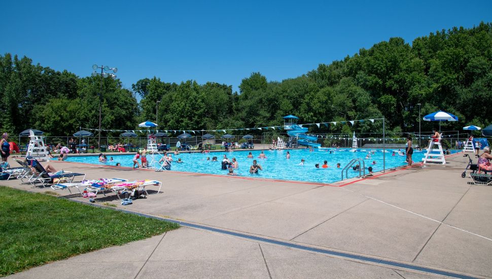 Families at the Oxford Valley swimming pool.