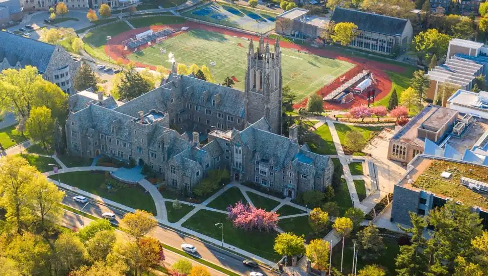 Aerial view of St. Joe's campus.