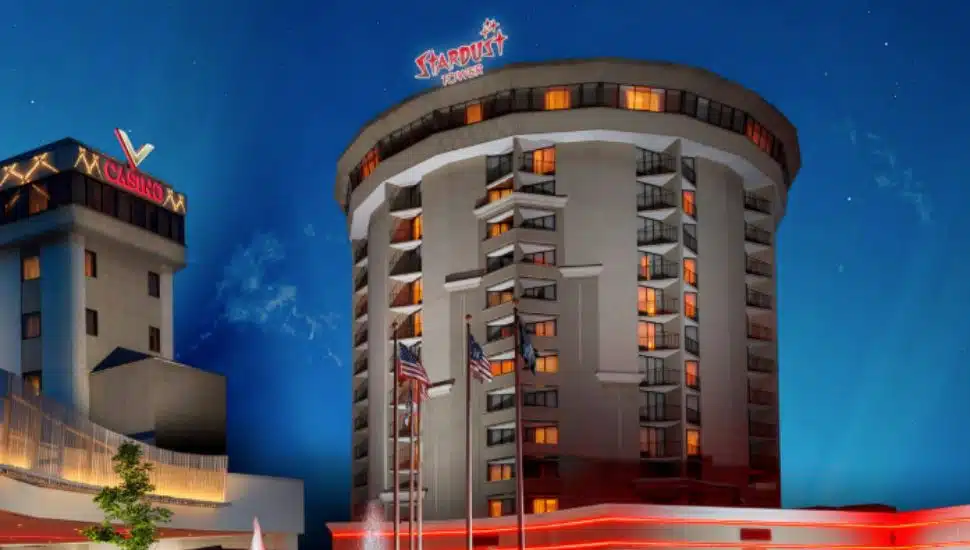 A ground view of Valley Forge Casino and the Stardust Tower.
