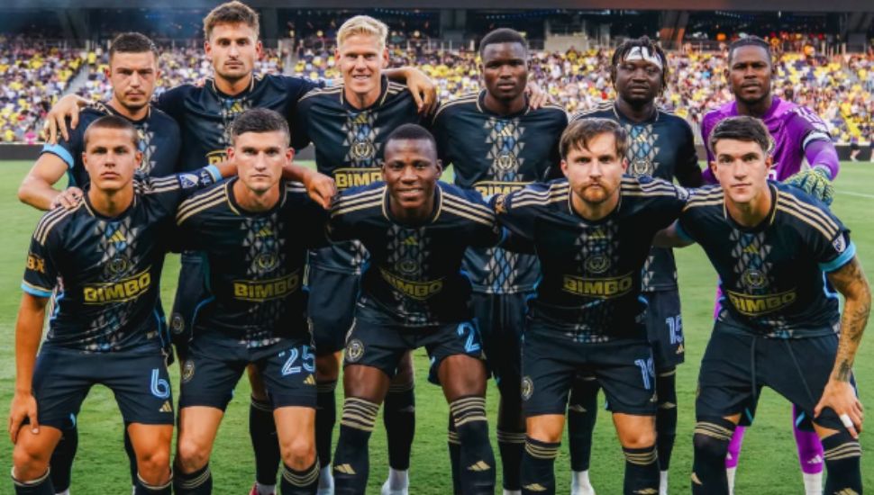 Cavan Sullivan lined up with teammates of the Philadelphia Union.