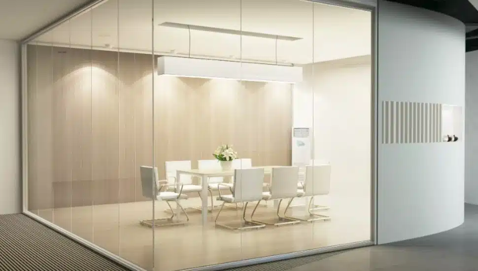 An isolated meeting room furnished by Arnold's Office furniture.