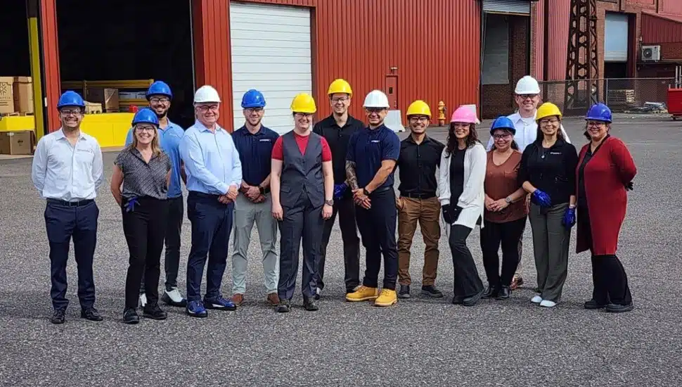 The DYWIDAG team outside of the new facility in Pottstown. DYWIDAG North America President Mike Kelley stands middle left.