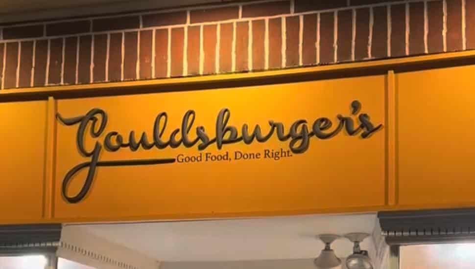 The sign above Gouldsburger's.