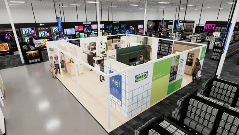 The IKEA store-in-a-store section within a Best Buy.