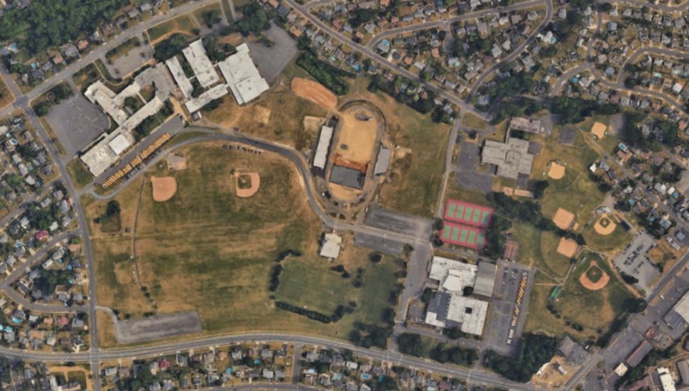 Aerial shot of Pennsbury High School campus.