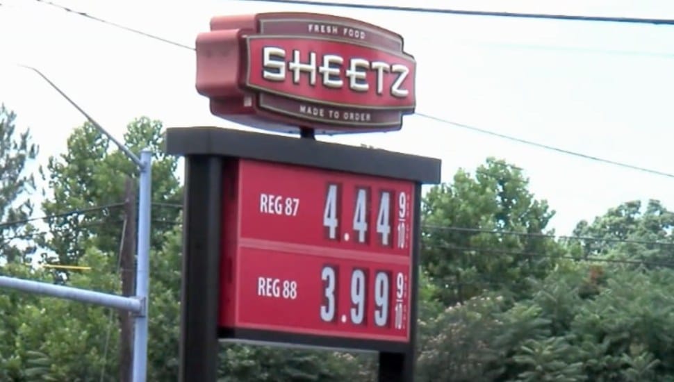 A Sheetz marquee over their fuel pump.