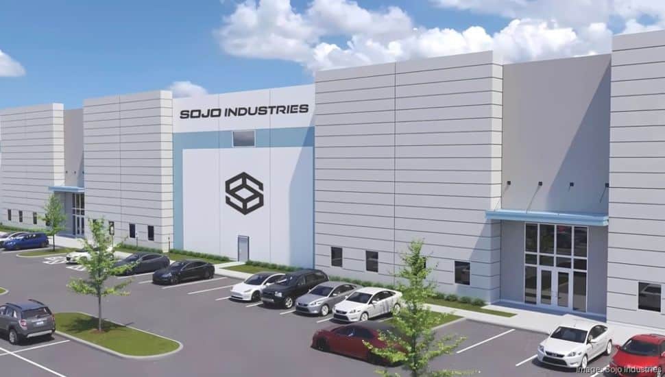 Rendering of new Sojo Industries warehouse.