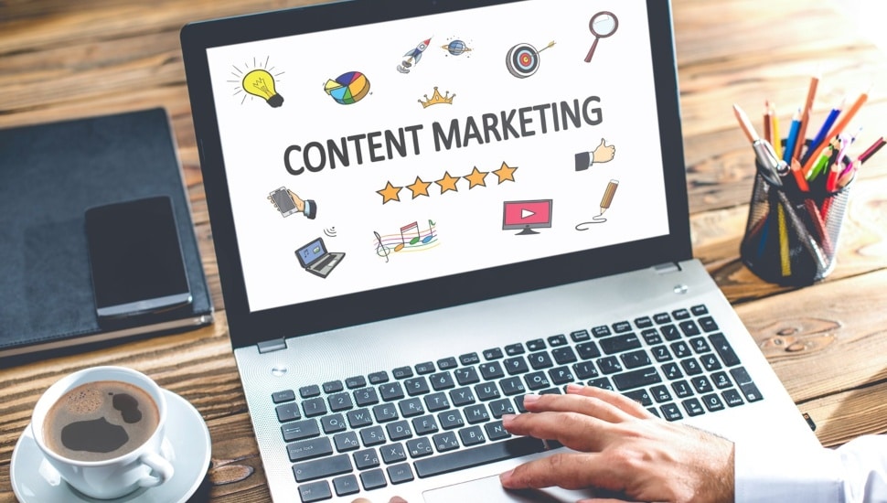 Content Marketing Concept on Laptop Monitor.