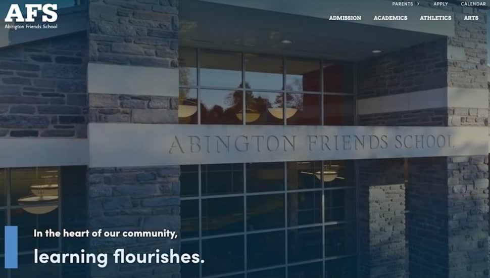 Screenshot of school website.