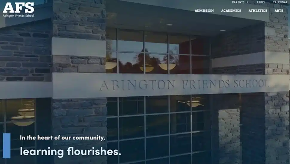 Screenshot of school website.