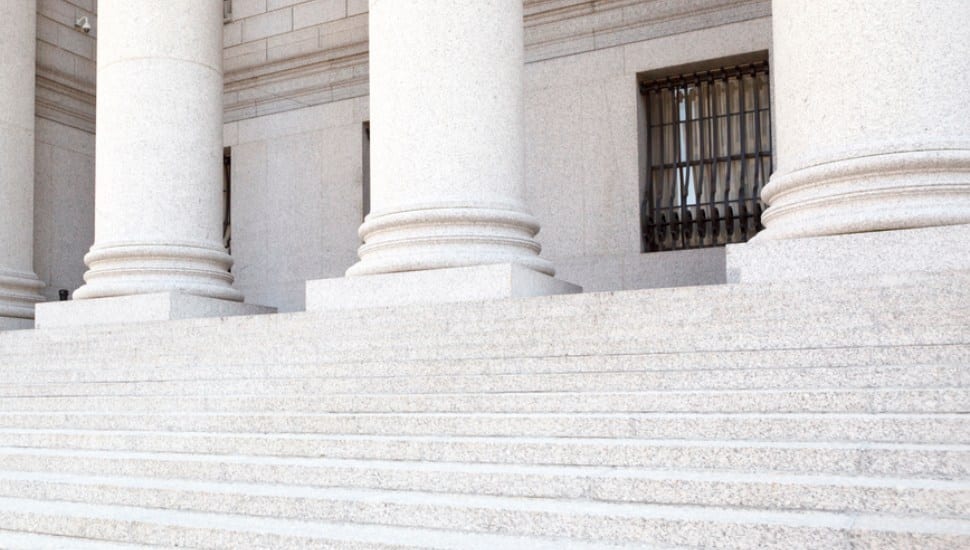 Exterior steps of a courthouse.