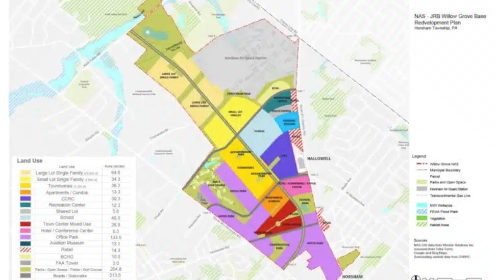 Proposed plans for buildings and housing for the former Willow Grove Navy Base.
