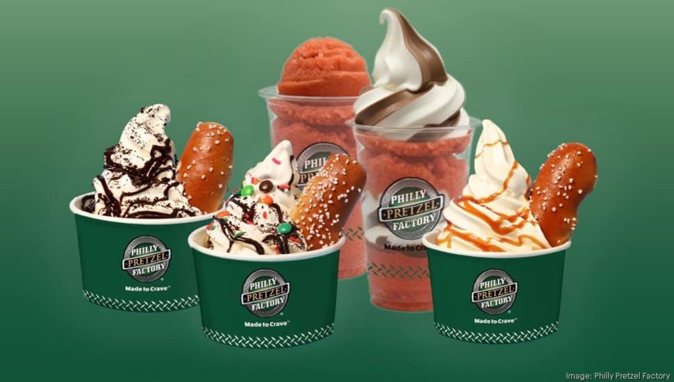 Ice cream and pretzel desserts from Philly Pretzel Factory.