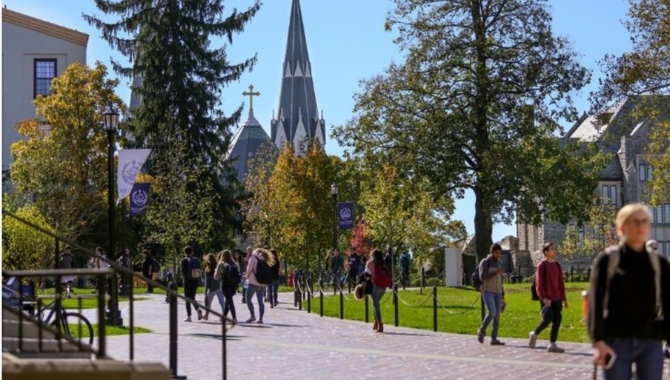 Students on the campus of Villanova University.