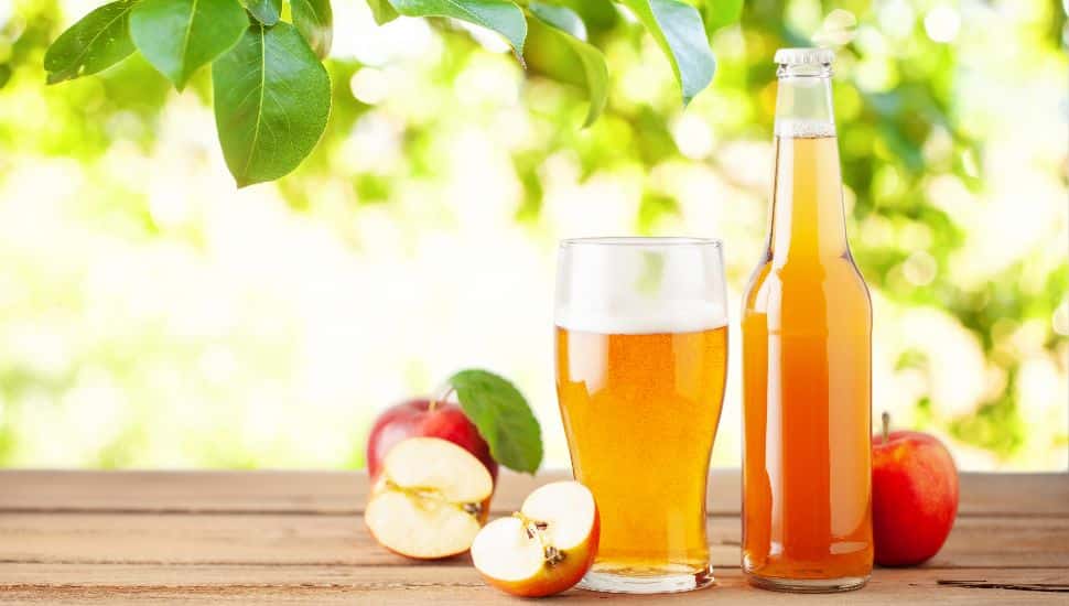 A glass of apple cider.