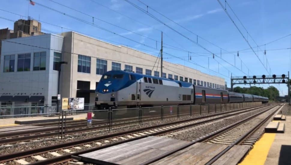 AMTRAK train rides through the Ardmore train station.