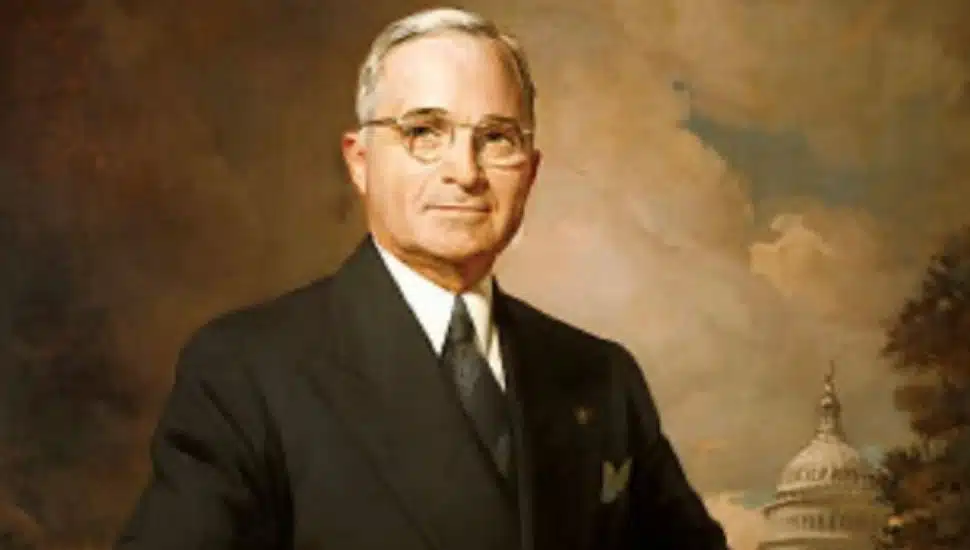 A portrait of Harry Truman.