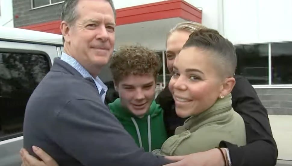 Phoenixville mother Janessa Broderick with son Weston Hammacher reuniting with nurse Lauren McGlaughlin and retired firefighter Jonathan Mount.