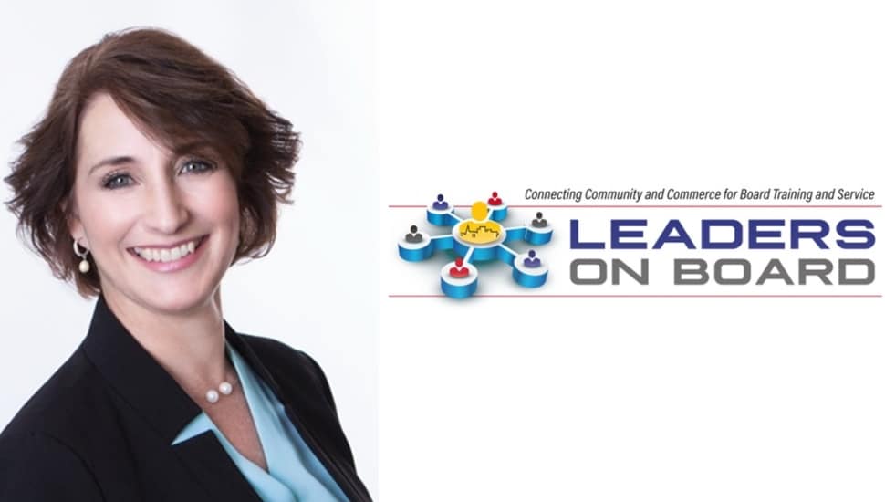 Headshot of female nonprofit consultant with logo.