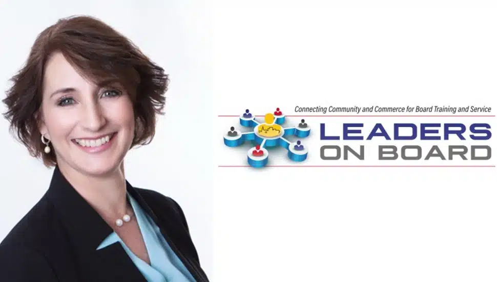 Headshot of female nonprofit consultant with logo.