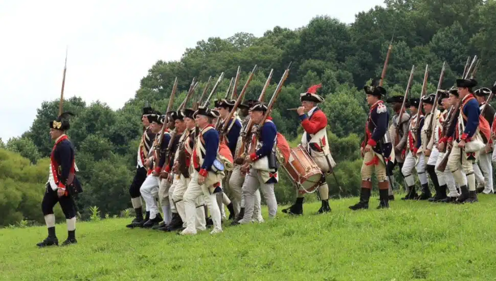Revolutionary War reenactors.