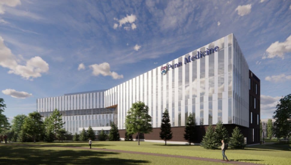 A rendering of the Penn Medicine Montgomeryville facility under construction.