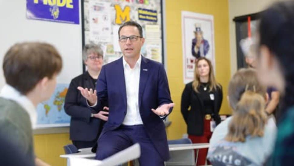 Governor Josh Shapiro speaks to students in Dauphin County.