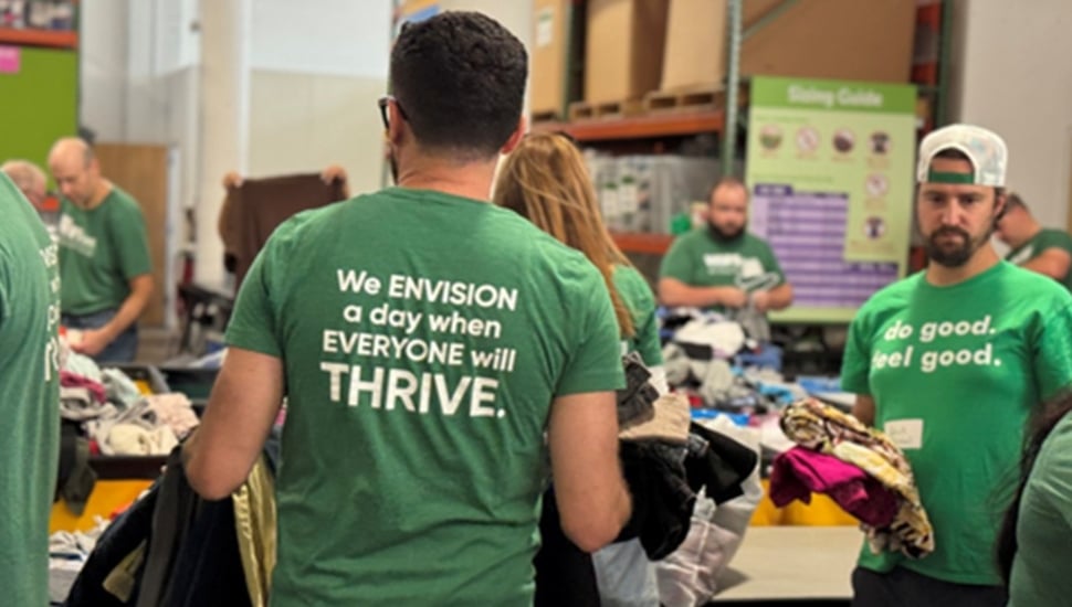 Bank employees volunteer on service day.