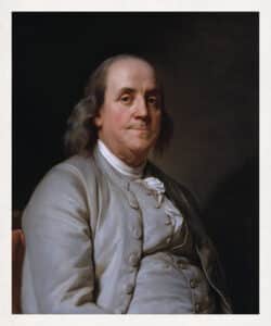 Portrait of Benjamin Franklin by Joseph-Siffred Duplessis.