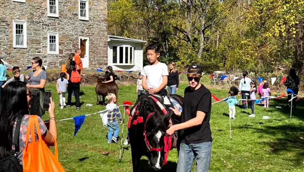 Families enjoy fall festivities at a Montgomery County harvest fair, featuring pony rides, games, and outdoor fun on a sunny autumn afternoon.