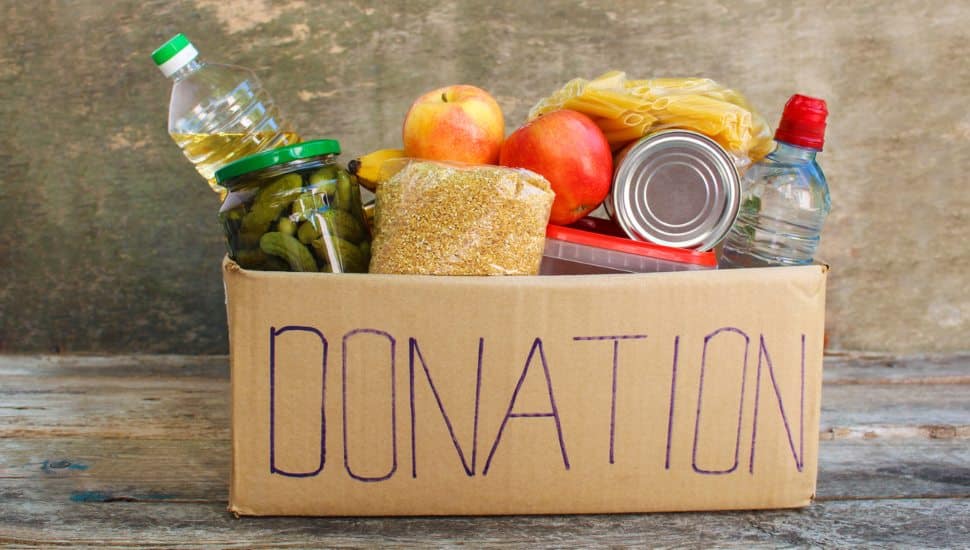Donation box with food.