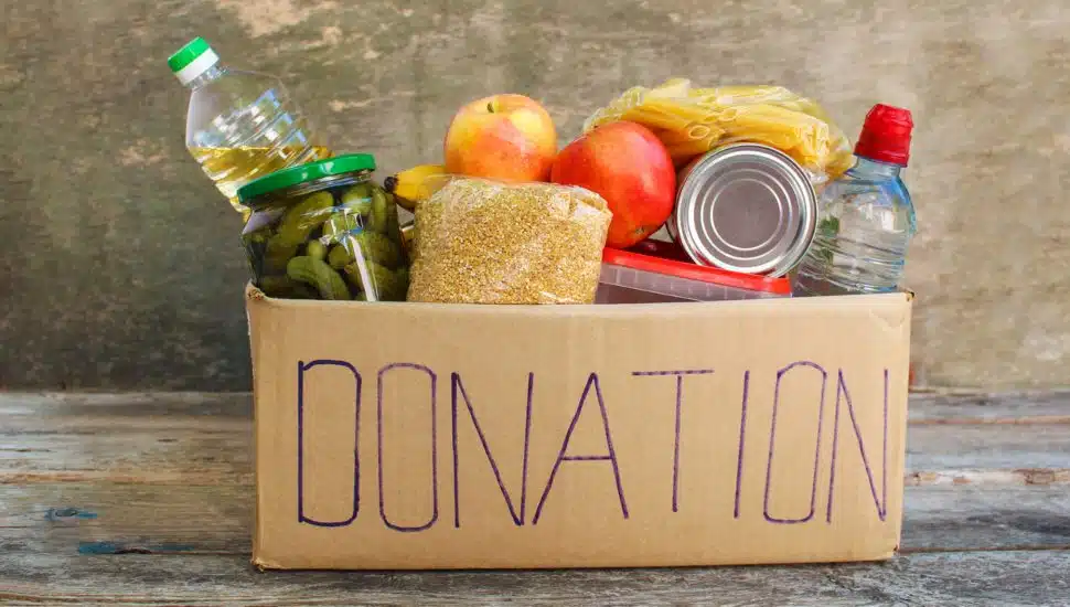 Donation box with food.