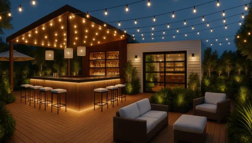 Main Street Sports & Social rooftop bar rendering.