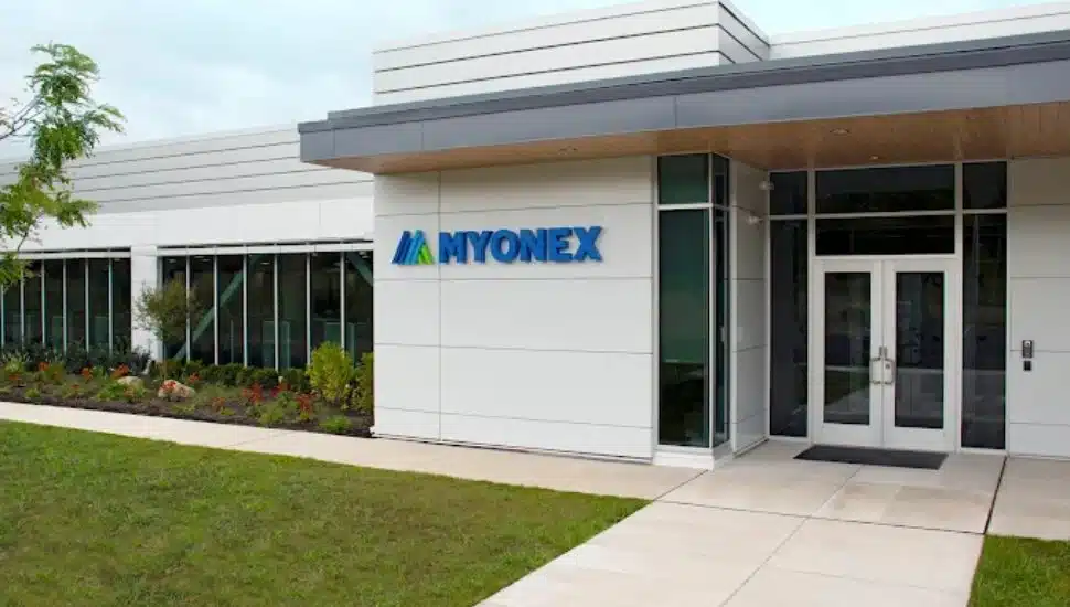 The facade of the Horsham Myonex office.