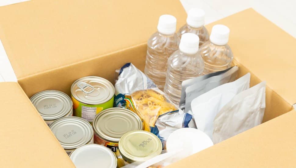 A box of non-perishable food.
