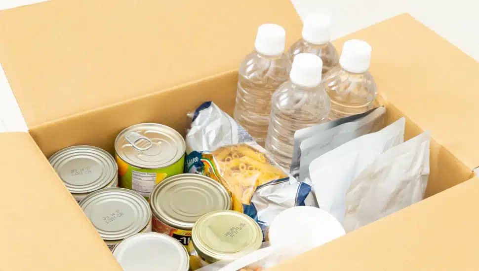 A box of non-perishable food.
