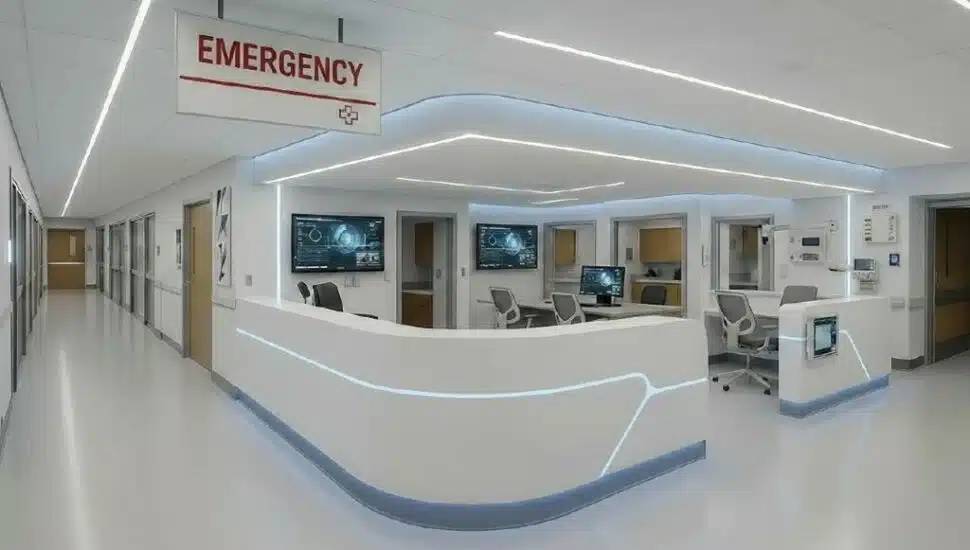A rendering of a re-imagined emergency department developed by KQT as a potential clinical area upgrade at Taylor Hospital. A rendering of a re-imagined emergency department developed by KQT as a potential clinical area upgrade at Taylor Hospital.