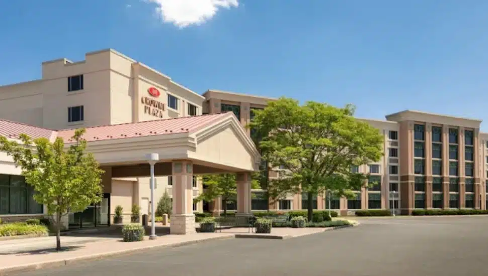 Outside of the Crowne Plaza Hotel in King of Prussia.