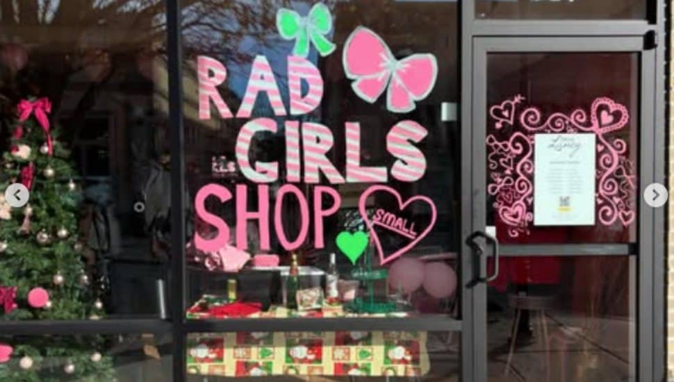 'Rad Girls Shop Small' was painted out front of Dear Laney.