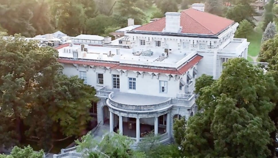 An aerial view of The Elkins Estate.