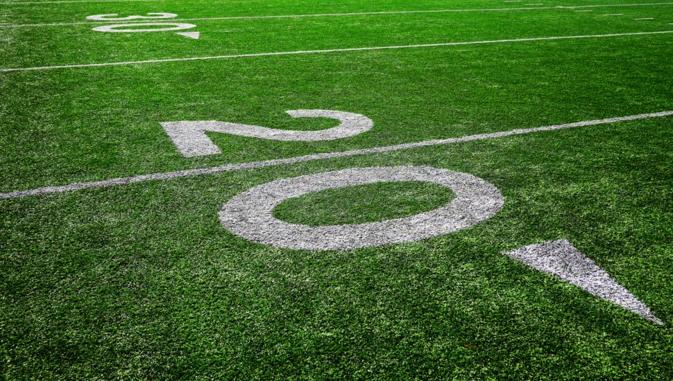 A football field twenty yard marker.