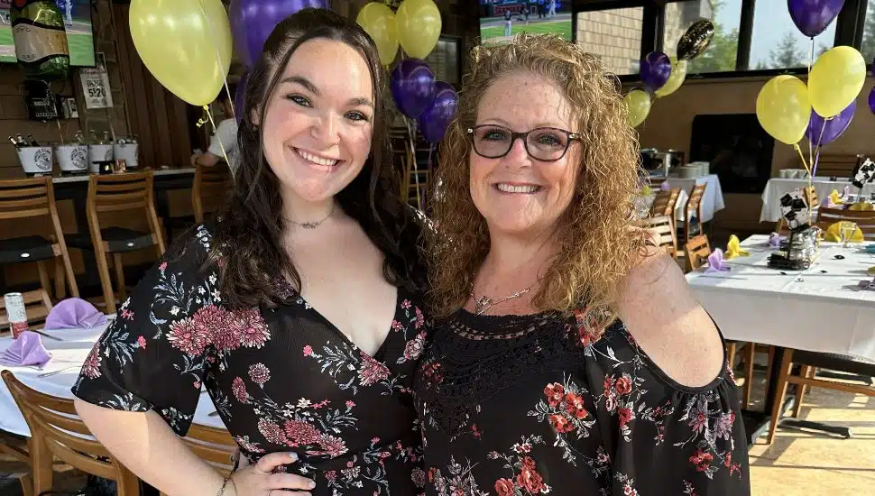 Speech-Language Pathology graduate student and her mother participating in a therapy session at the Salus University Speech-Language Institute.