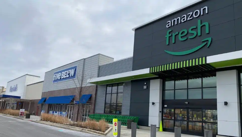 The Amazon Fresh in Willow Grove sits next to a Five Below.