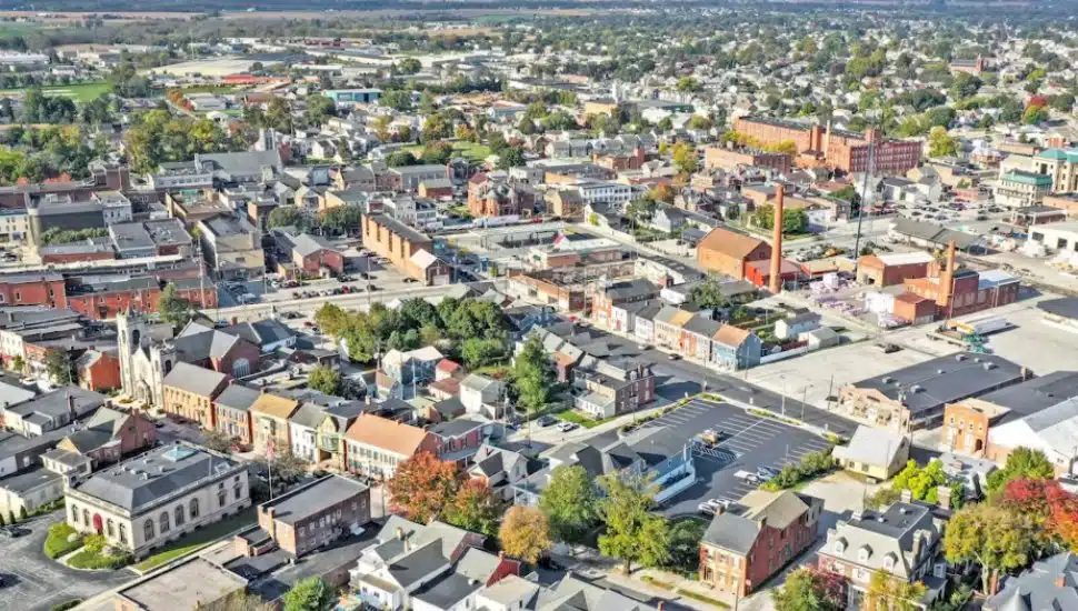 An aerial view of Bryn Mawr.