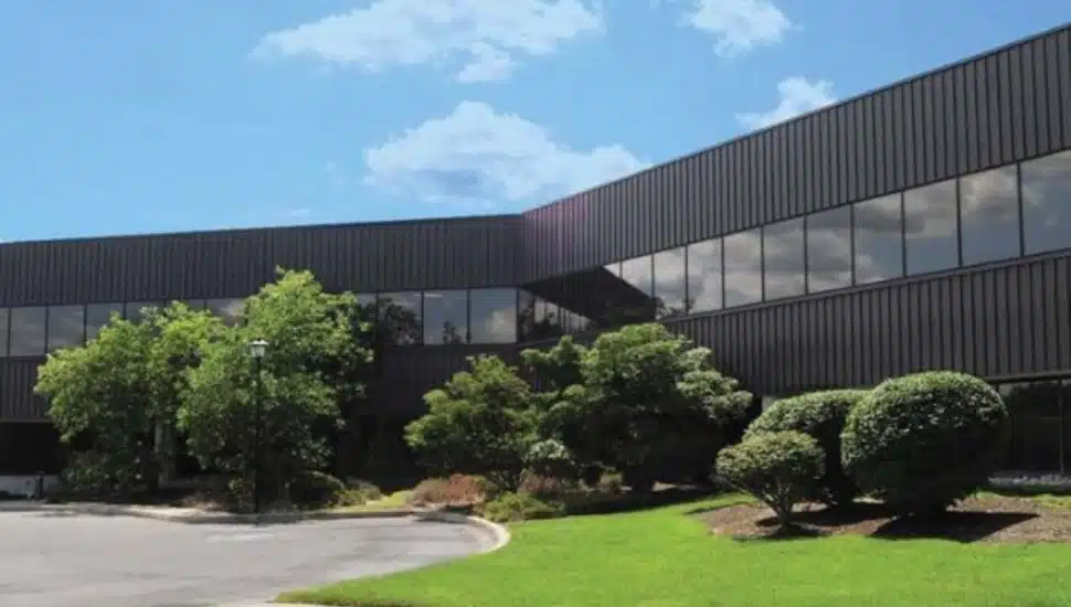 Outside the new headquarters of CRC Industries in Horsham.