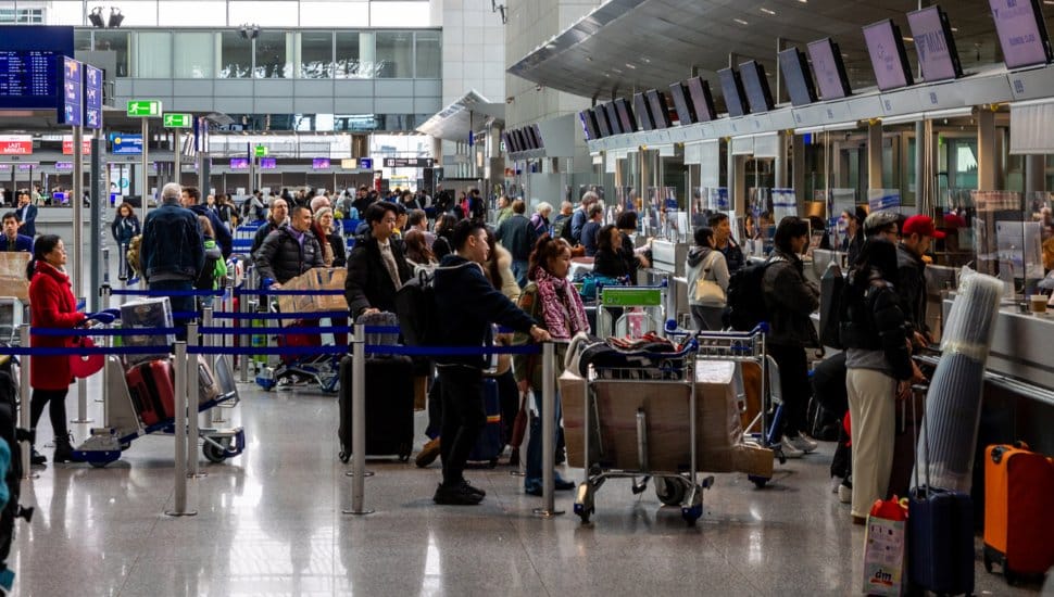 People in line at the airport.