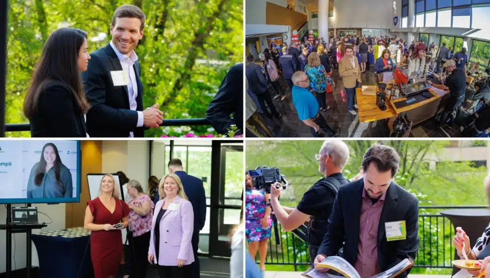 Photo collage of awards reception.