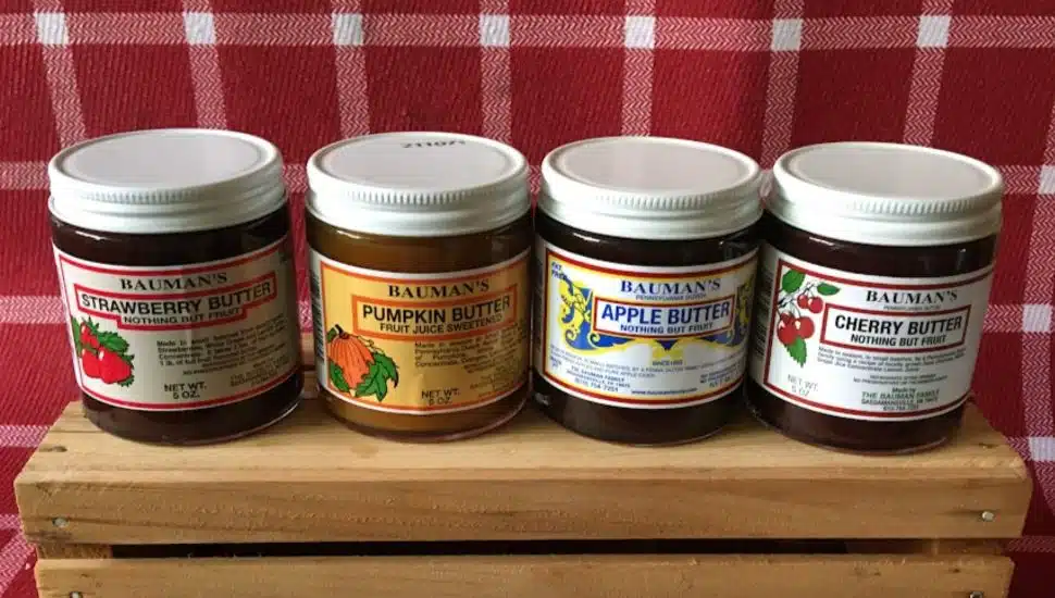 Four flavors of Bauman’s Apple Butter.